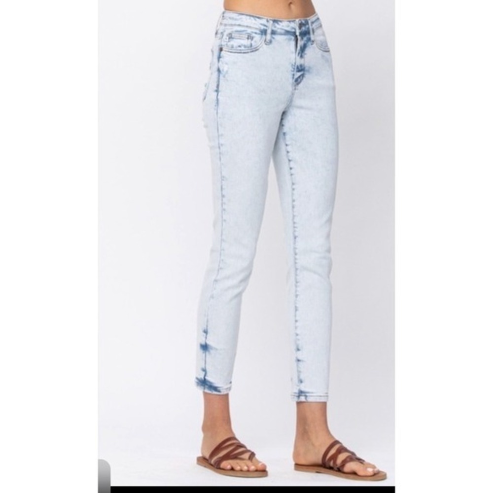 JUDY BLUE Jeans Women Sz 15/32 (32x28) Acid Wash Slim Fit High Rise